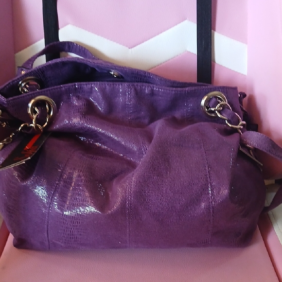 Sofia by Sofia Vergara Glossy Violet Shoulder Bag - Picture 1 of 11